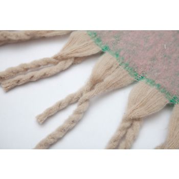 Grey Plush Gradient Winter Scarf Shawl - Thick Textured Circle Yarn with Chunky Tassels - 185cm x 40cm