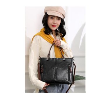 Versatile BLACK Tote with Detachable Strap - Ideal for Travel
