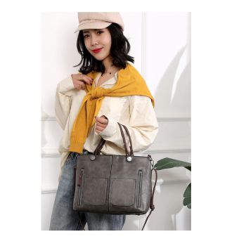 Versatile Gery Tote with Detachable Strap - Ideal for Travel