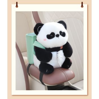 Adorable Panda Tissue Holder for Car - Plush Toy with Storage