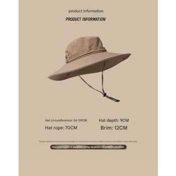 Water-Repellent Wide-Brim Bucket Hat with Adjustable Chin Strap - Sun Protection Khaki