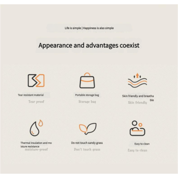 Waterproof Foldable Picnic Blanket with Handle - 2x2m Mocha Blue