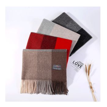 Cozy Color Block Fringe Scarf - Pink Shawl for Fall and Winter