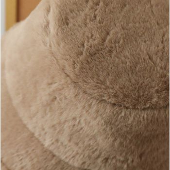 Plush Bucket Hat with Ear Flaps ,Warm Furry Winter Hat in Grey-One size (54-59cm) adjustable