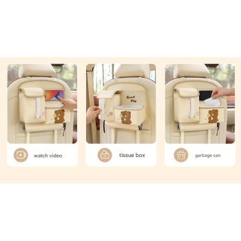 Car Seat Back Organizer with Practical design-Multi-Pocket Storage for Tissues and Gadgets-Black
