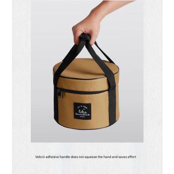 Portable Outdoor Kitchen Utensil Organizer,Waterproof Camping Cookware Storage Bag, Smoke Gray-Size L