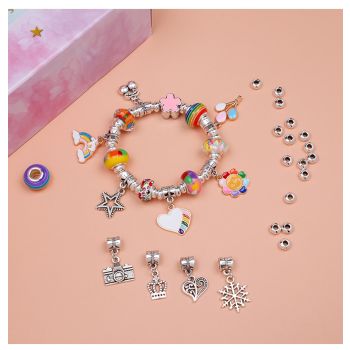 Unicorn DIY Beaded Bracelet Kit for Kids - Colorful Crystal Beads and Charms Jewelry Set with Gift Box