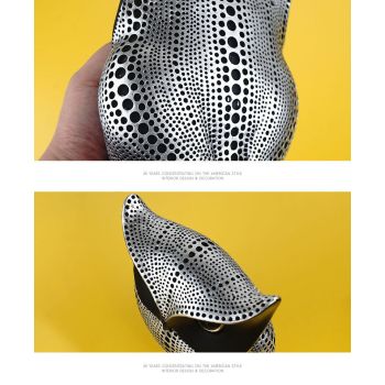 White Gold resin owl statue - modern perforated design for living room TV cabinet and entryway decoration