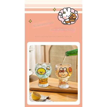 Mini Cartoon Glass Tumbler 400ml,Cute Beer and Juice Cup for Cold Drinks(Green frog)