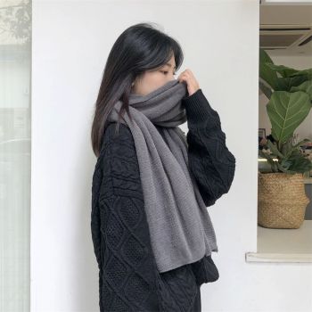 Red Imitation Cashmere Solid Scarf - Warm Winter Shawl for Men and Women