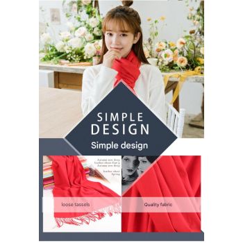 2pc Luxe Soft Imitation Cashmere Scarf - Warm Solid Tone Shawl with Elegant Fringe(Royal blue)