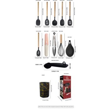 White 12-Piece Silicone Cooking Utensil Set - Non-Stick Food-Grade Kitchen Tools with Holder