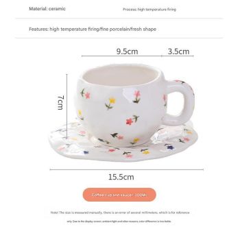 Hand-Painted Ceramic Coffee Cup and Saucer Set - Vintage Afternoon Tea(Pink bow)