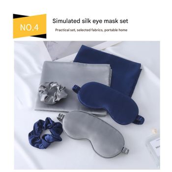 Luxury Satin Sleep Mask Gift Set,4-Piece with Pillowcase and Hair Accessories(Dark green)