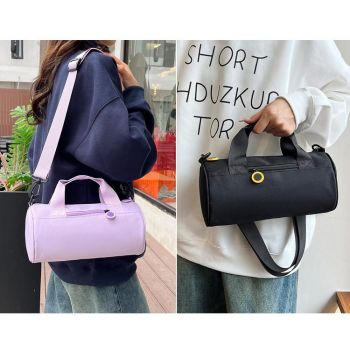 Waterproof Oxford Cylindrical Travel Bag - Large Capacity Handbag with Shoulder Strap(Light Purple)
