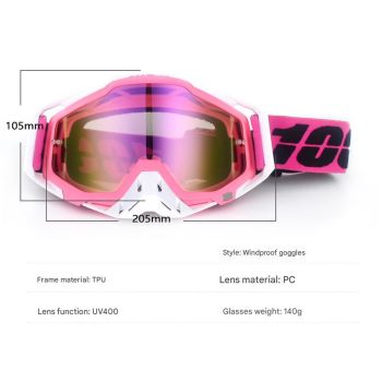 Green and white Motorcycle Goggles - UV-Protective Anti-Dust Riding Glasses for Outdoor Sports(Blue lenses)