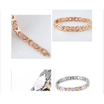 Magnetic Therapy Bracelet - Anti-Allergy Jewelry with Gemstone Design and Health Benefits(Rose Gold)