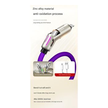 Universal PD Fast Charging Cable with LED Indicator - Zinc Alloy, Durable 1.5m Silicone Cord - Multiple Connector Options(Orange)