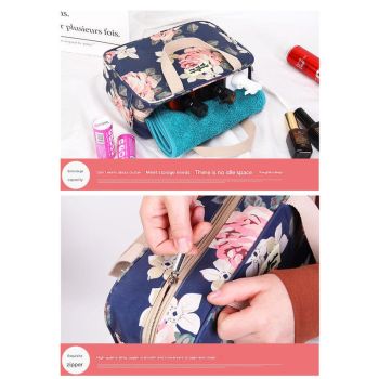 Versatile Portable Handled Bag - Durable Waterproof Fabric, Ideal for Toiletries, Lunch & Travel(Light blue peony)