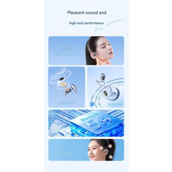 AI Smart Translation Earbuds - Open-Ear TWS Bluetooth Headphones with 144 Language Support & LED Display Case(Sky blue)