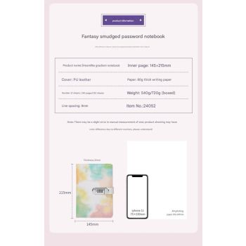 A5 Tie-Dye Journal with Combination Lock - 240 Pages, Soft Touch Cover Diary(Blue)