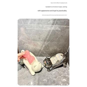 Charming Cat-Shaped Ceramic Soap Dish - Creative & Versatile Home Decor Accent(Milky white)