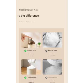 Electric Foaming Cleanser Maker - Rechargeable, Dense Foam for Deep Cleansing(Walnut + Silver)