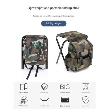 Folding Camo Backpack Stool - Portable Chair for Camping & Fishing
