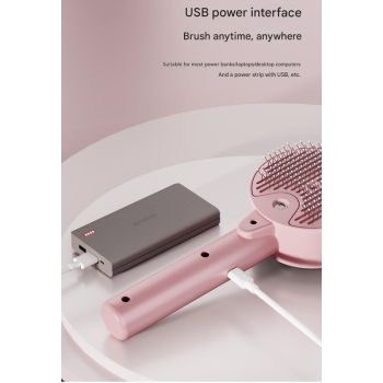 Pink Rechargeable Pet Grooming Brush with UVC Sterilizer & Mist Spray