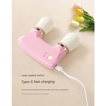 Light yellow Portable Dual Head Mini Massager - 5 Modes, Quiet Operation, USB-C Rechargeable