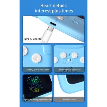 Blue (112 cards, pure English) Kids Interactive Early Education Toy: Combination Card Reader & LCD Drawing Board for Toddlers