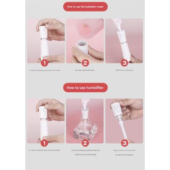 White 2 in 1 Cool Mist Humidifier and Facial Moisturizer - USB Rechargeable Portable Nano Sprayer