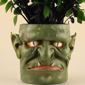 Green Unique Goblin Head Planter Pot - Resin Monster Face for Succulents & Decor (Style 1)