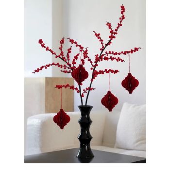 Glossy Black Ceramic Vase - Unique Bamboo-Look Design (25.5x9x7cm)