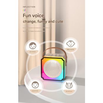 Pink Fun Portable Party Speaker - Karaoke Machine with Two Wireless Microphones and Voice Effects