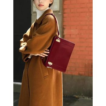 Red Premium Leather Underarm Bag with Elegant Accordion Design