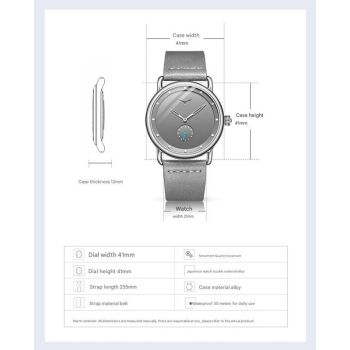 Blue Elegant Men's Watch with Leather Band - Small Seconds, Onion Crown Detail