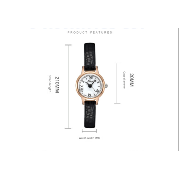 Rose Shell White Plate Red Ribbon Delicate Women's Watch - 20mm Roman Numeral Dial, Leather Strap