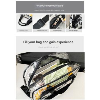 Silver transparent Multi-Purpose Clear PVC Bag - Travel, Fitness, Storage Tote (42x26x15cm)