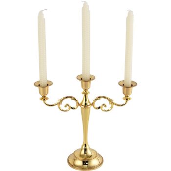 Gold Elegant Metal Candelabra 3 Arm Candle Holder -  Decorative Candelabra for Home, Weddings, Events
