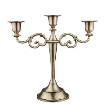 Copper Elegant Metal Candelabra 3 Arm Candle Holder -  Decorative Candelabra for Home, Weddings, Events