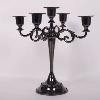 Black Elegant Metal Candelabra 5 Arm Candle Holder -  Decorative Candelabra for Home, Weddings, Events
