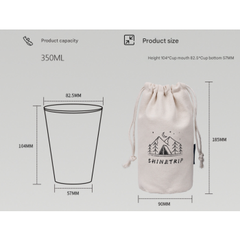 White 304 Stainless Steel Camping Cup - 350ml Outdoor Drinkware(Set of 4 with Bag)