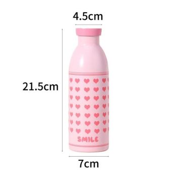 Cute Milk Bottle Thermos - 500ml Stainless Steel Insulated Water Bottle (Purple Stripes)