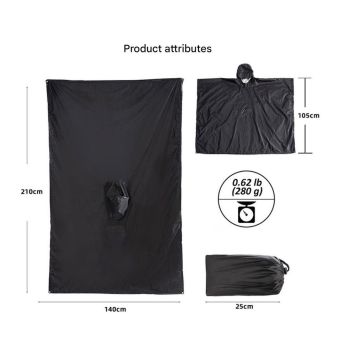 Blue Portable Outdoor Camping Poncho - Can be used as Raincoat, Tarp, Ground Cover (Polyester silver coated without pockets)