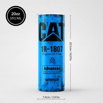 Blue Skinny Tumbler (591ml) - Fun CAT Oil Filter Replica for Construction Fans