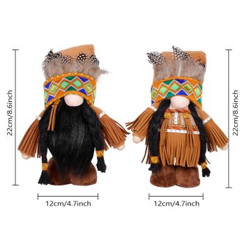 Handmade Thanksgiving Doll Set - Boy Figures with Feather Headbands