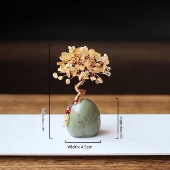 White Vintage Crystal Money Tree Figurine for Home Decoration