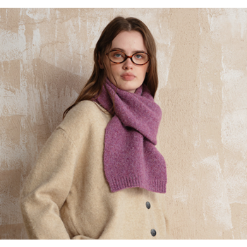 Purple Soft Wool Blend Knitted Scarf Women Men Winter Pure Color Neck Wrap (157x22cm)