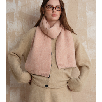 Pale pinkish gray Soft Wool Blend Knitted Scarf Women Men Winter Pure Color Neck Wrap (157x22cm)